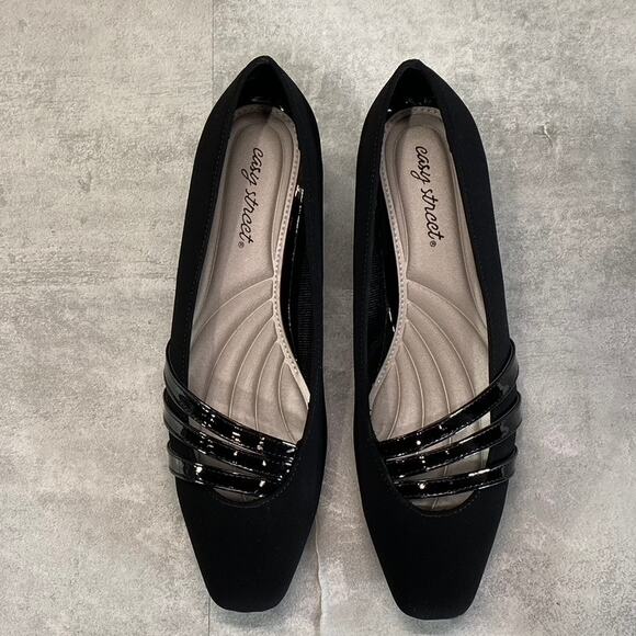 EASY STREET Women's Black Suede Entice Square-Toe Block-Heel Slip-On Pumps SZ8.5 - Picture 3 of 8